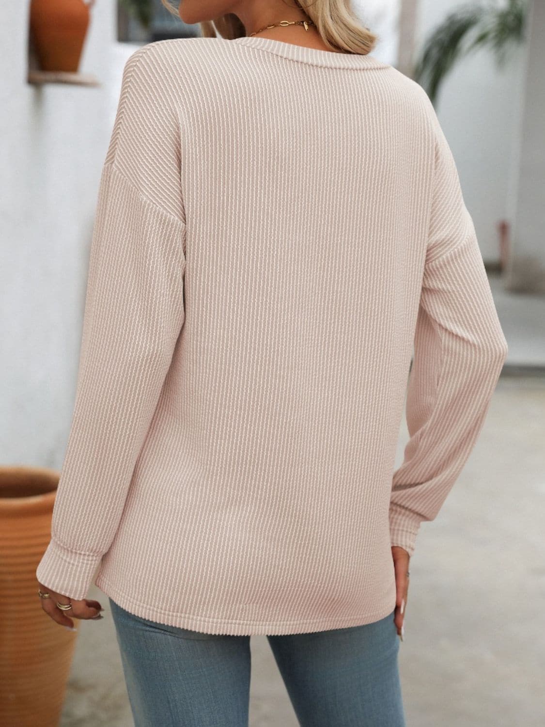 V-Neck Long Sleeve T-Shirt.