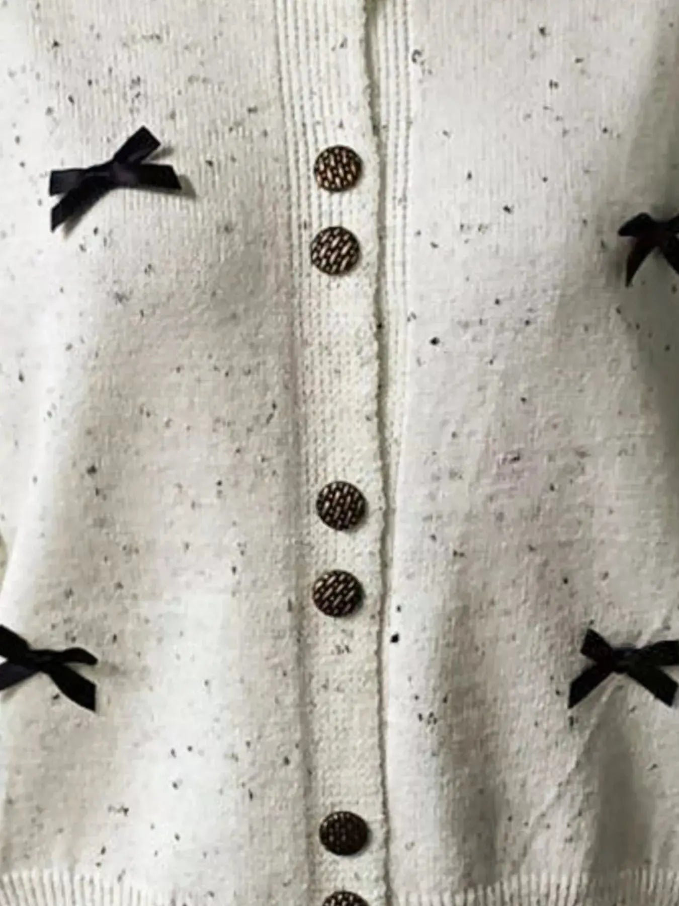 Bow Button Up Ribbed Hem Cardigan Simply Love