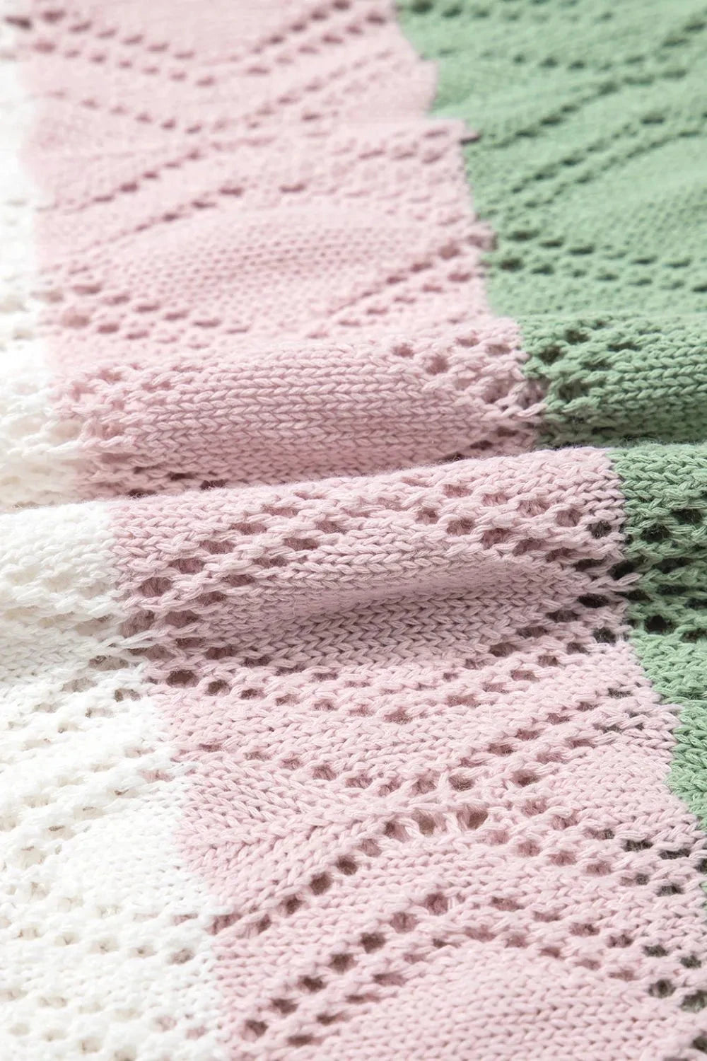 Openwork Round Neck Cap Sleeve Knit Top Simply Love