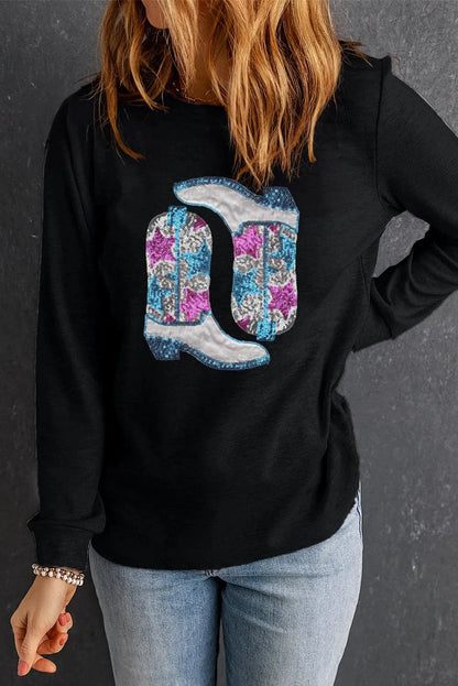 Sequin round neck sweatshirt