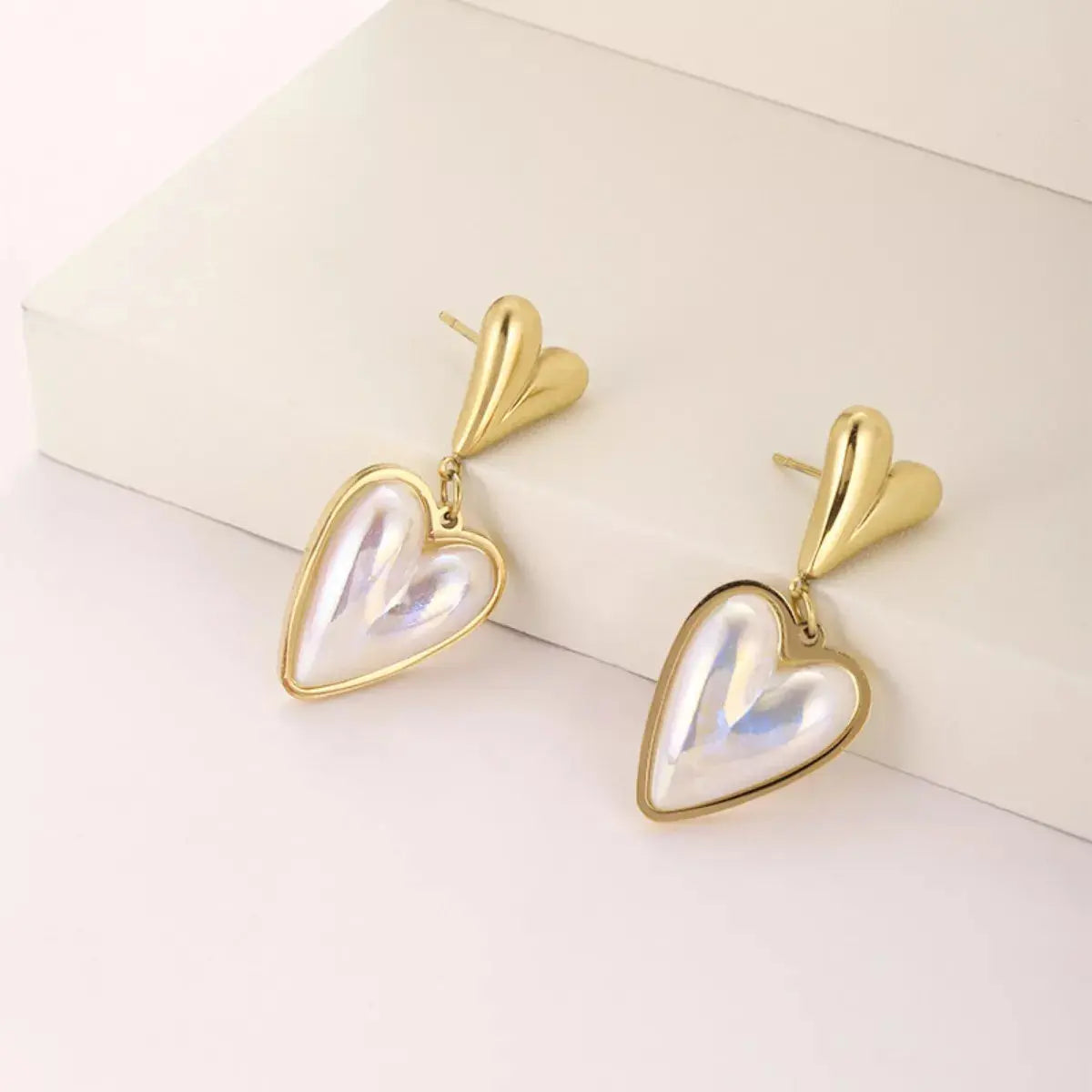 Heart-Shaped Pearl Drop Earrings Simply Love