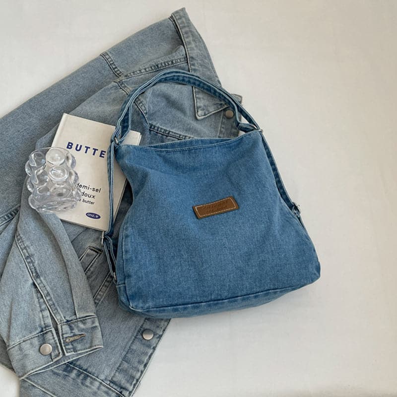 Denim shoulder bag - adjustable straps