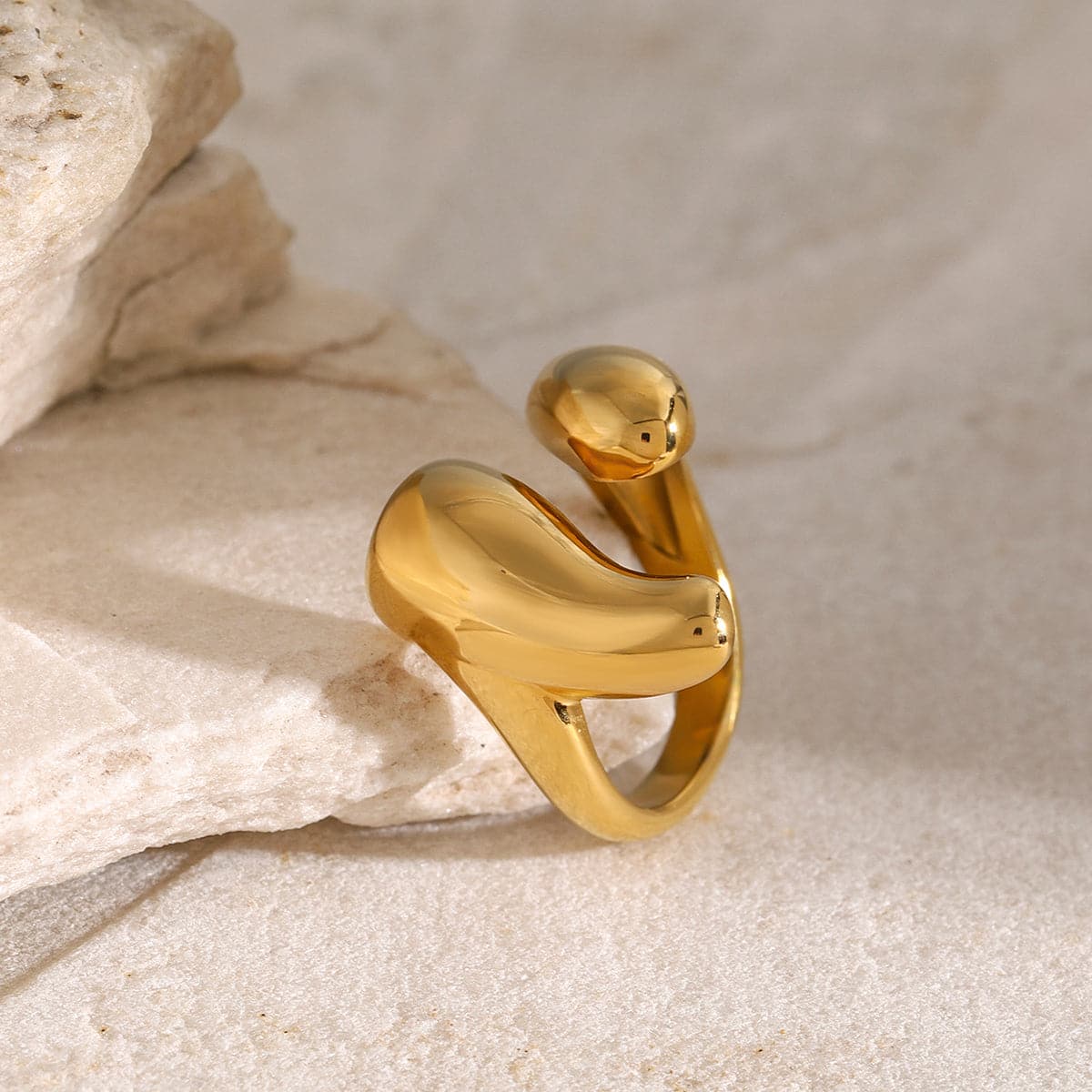 18K Gold-Plated Stainless Steel Open Ring.