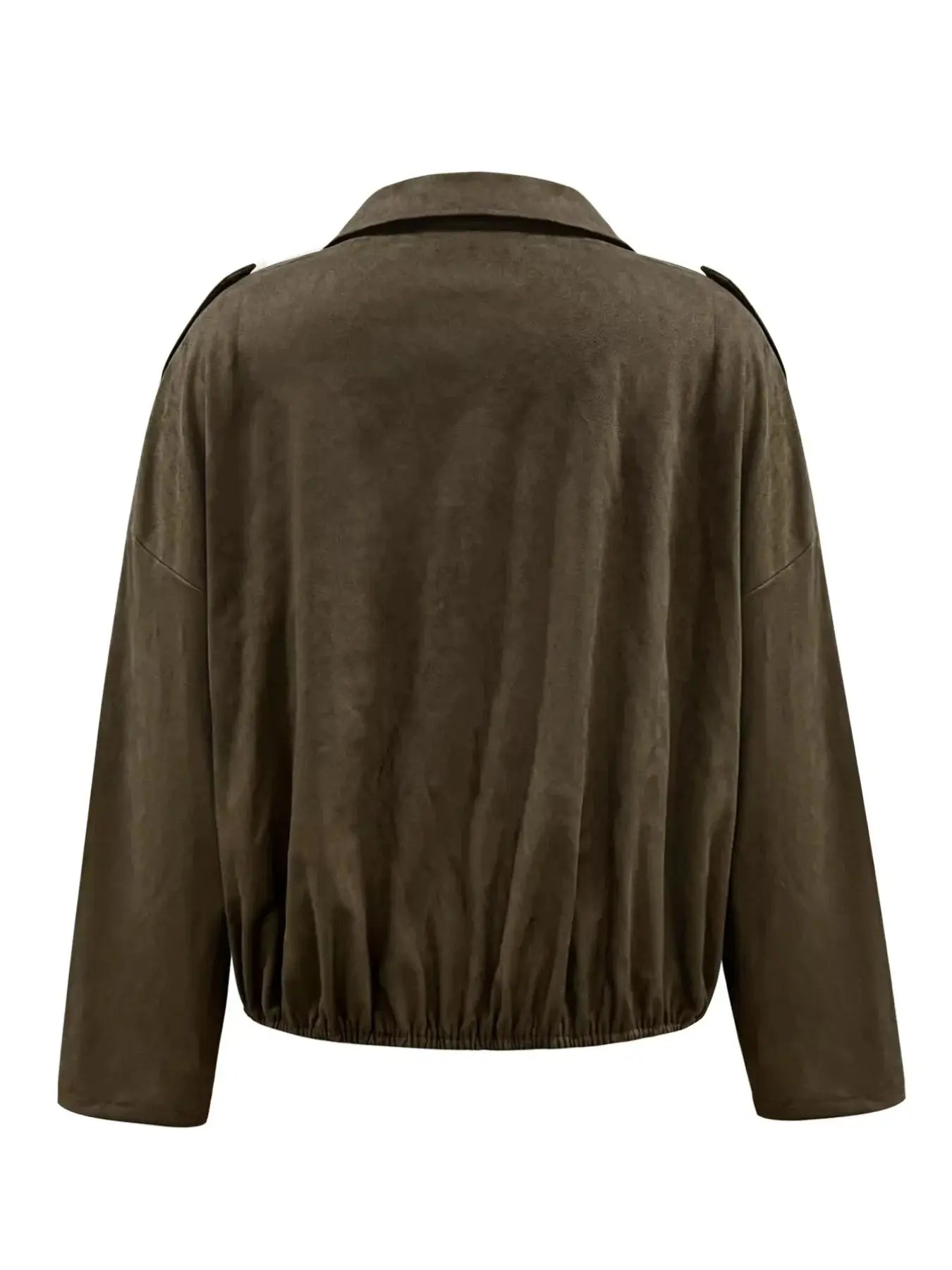 Plus Size Suede Cropped Bomber Jacket Simply Love