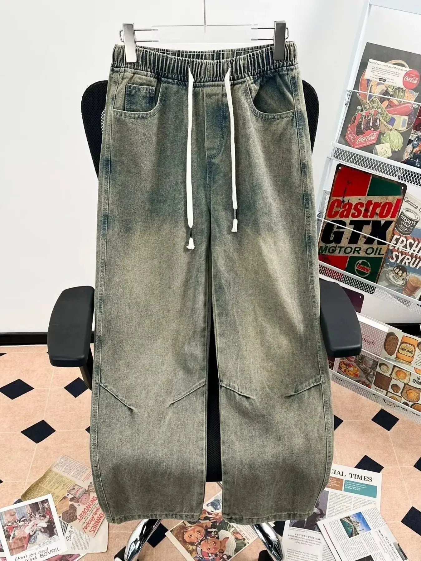 Men's Plus Size Drawstring Wide Leg Jeans Simply Love