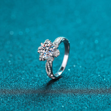 1 Carat Moissanite 925 Sterling Silver Ring.