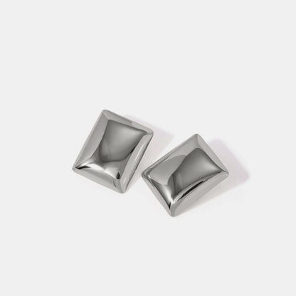 Stainless Steel Rectangular Stud Earrings.