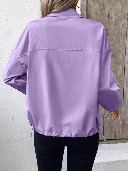 Pocketed Zip Up Long Sleeve Jacket.