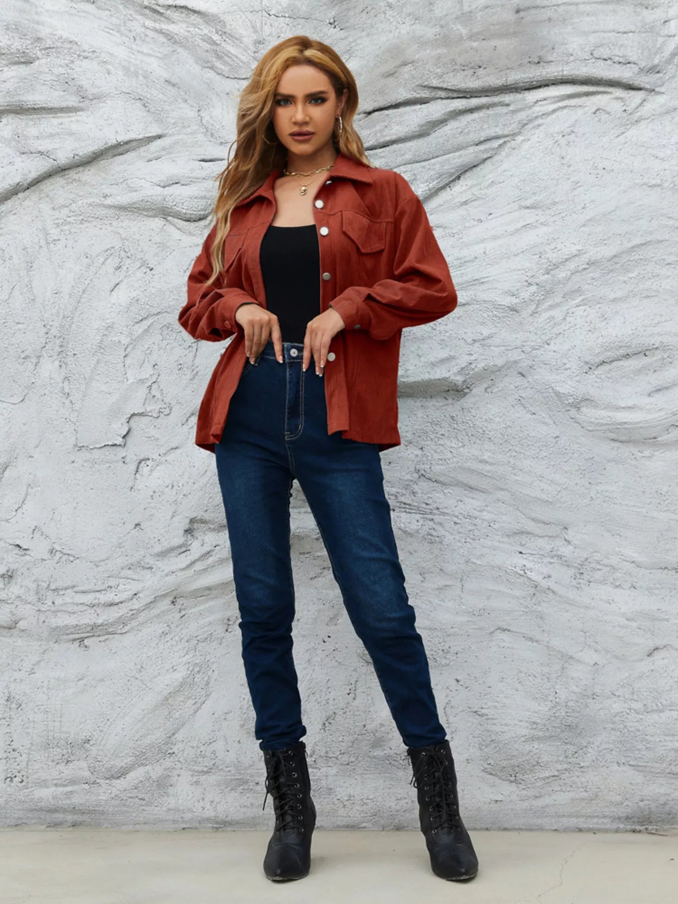 Casual Corduroy Button-Down Jacket Simply Love