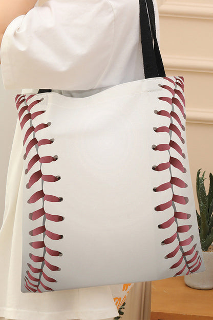 Sporty canvas tote bag with baseball print