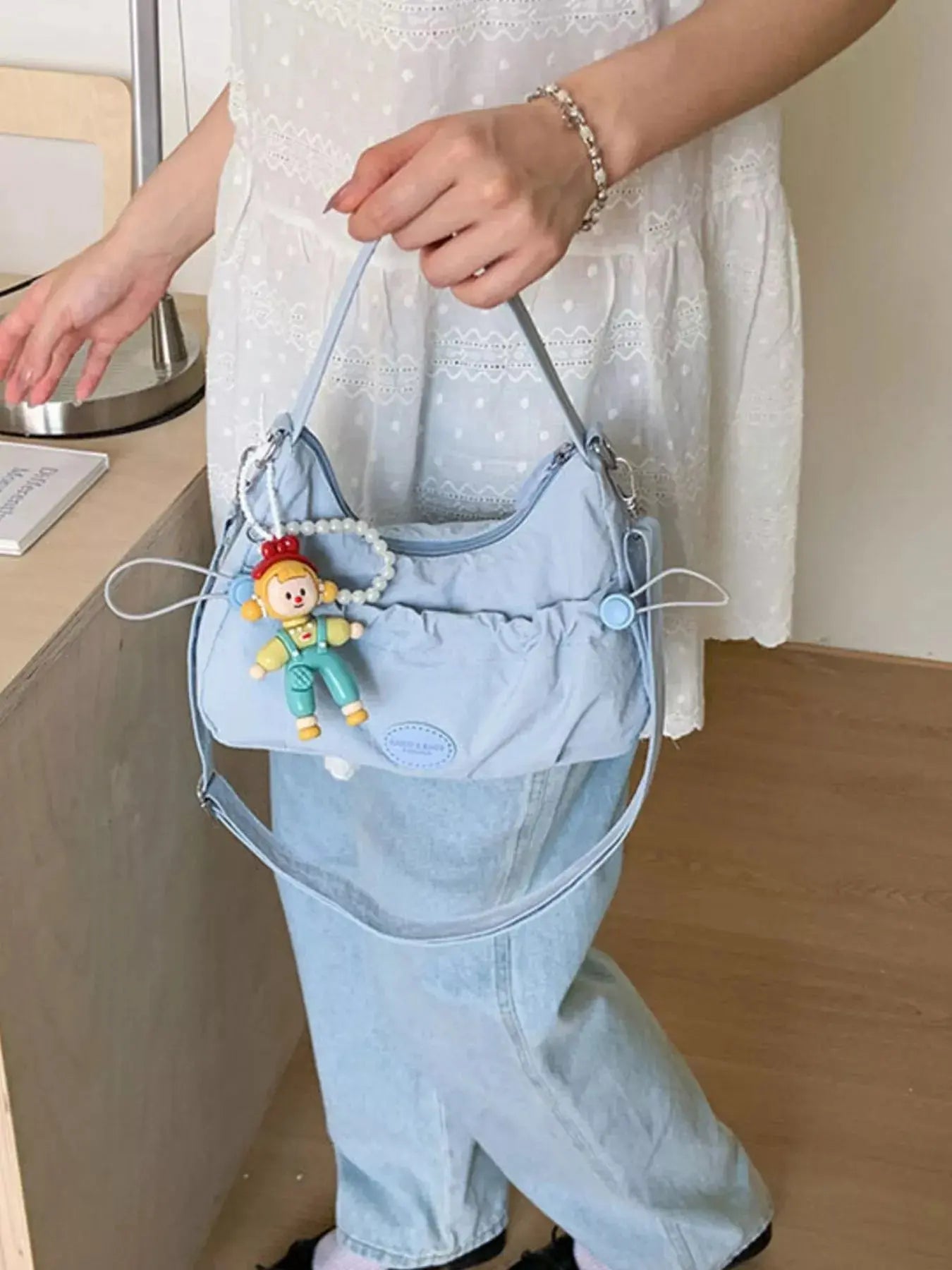 Drawstring Ruched Lightweight Crossbody Bag Simply Love