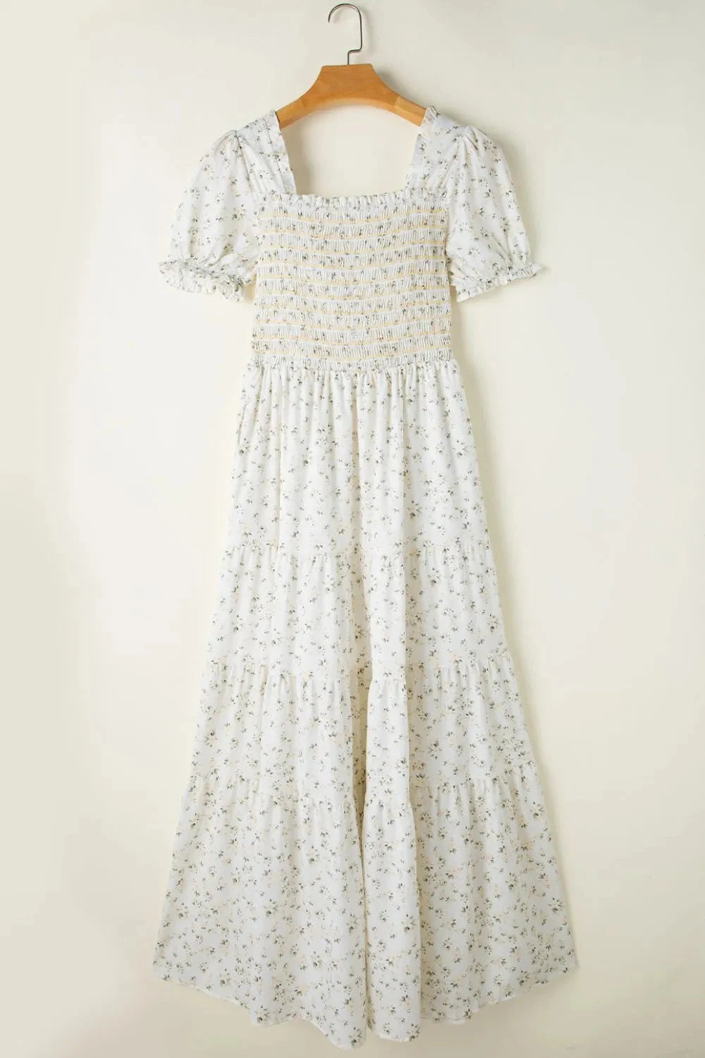 Floral Smocked Short Puff Sleeve Maxi Dress Simply Love