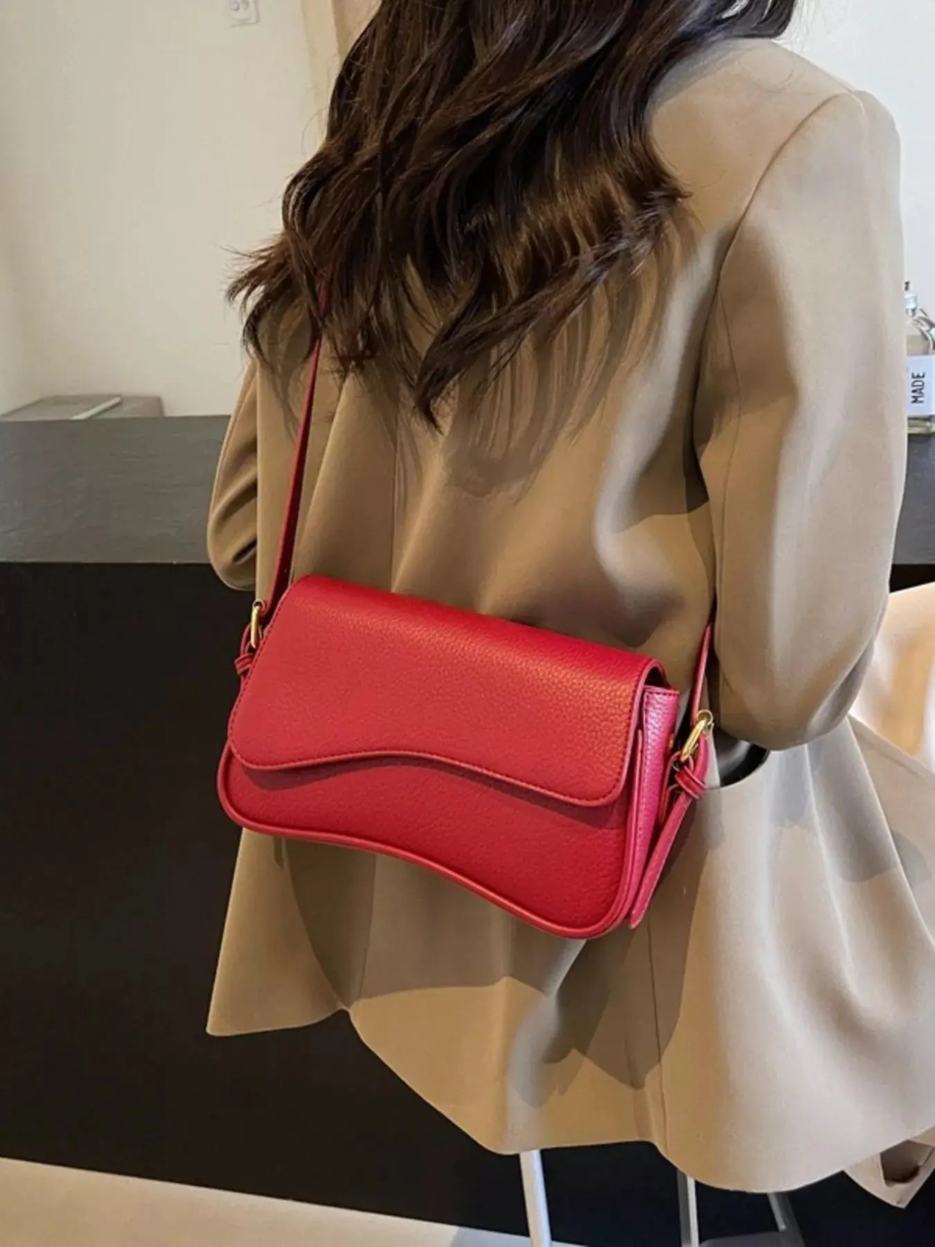 Solid Color Leather Crossbody Bag Simply Love