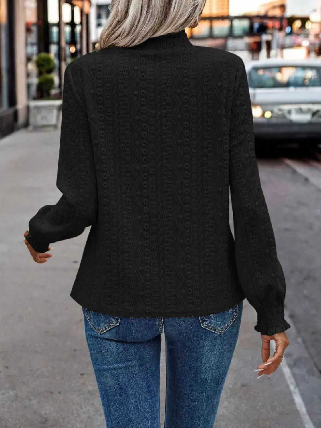 Eyelet Long Sleeve Blouse Simply Love