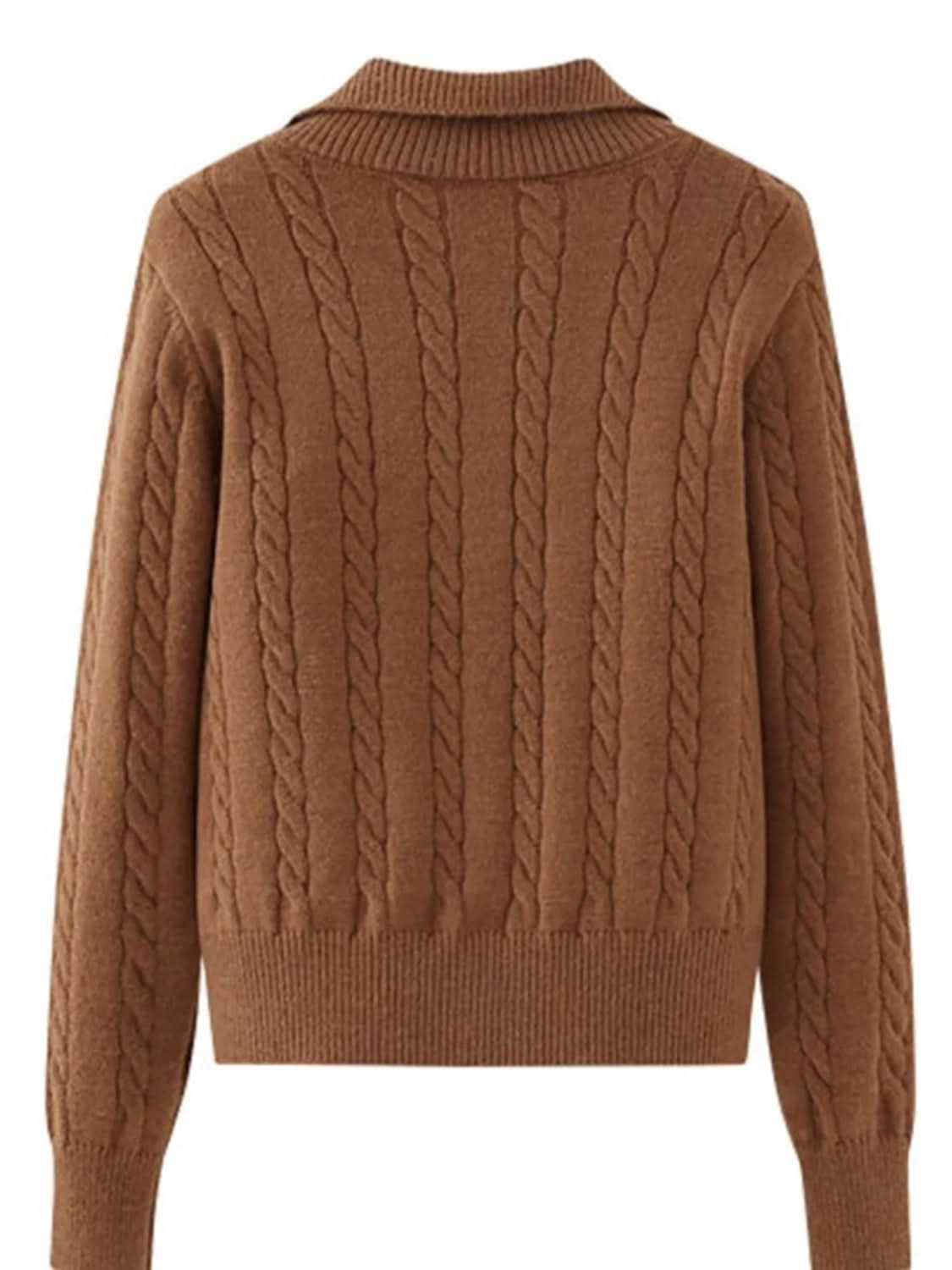 Cozy cable-knit half zip sweater with moderate stretch