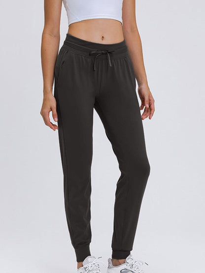 Double Take Tied Joggers with Pockets.