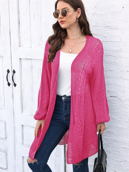 Cozy cable-knit long sleeve cardigan