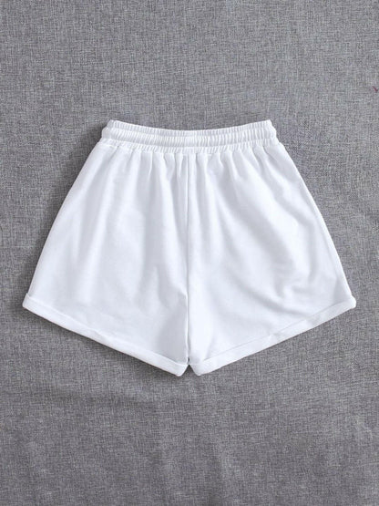 Drawstring Pocketed Elastic Waist Shorts.