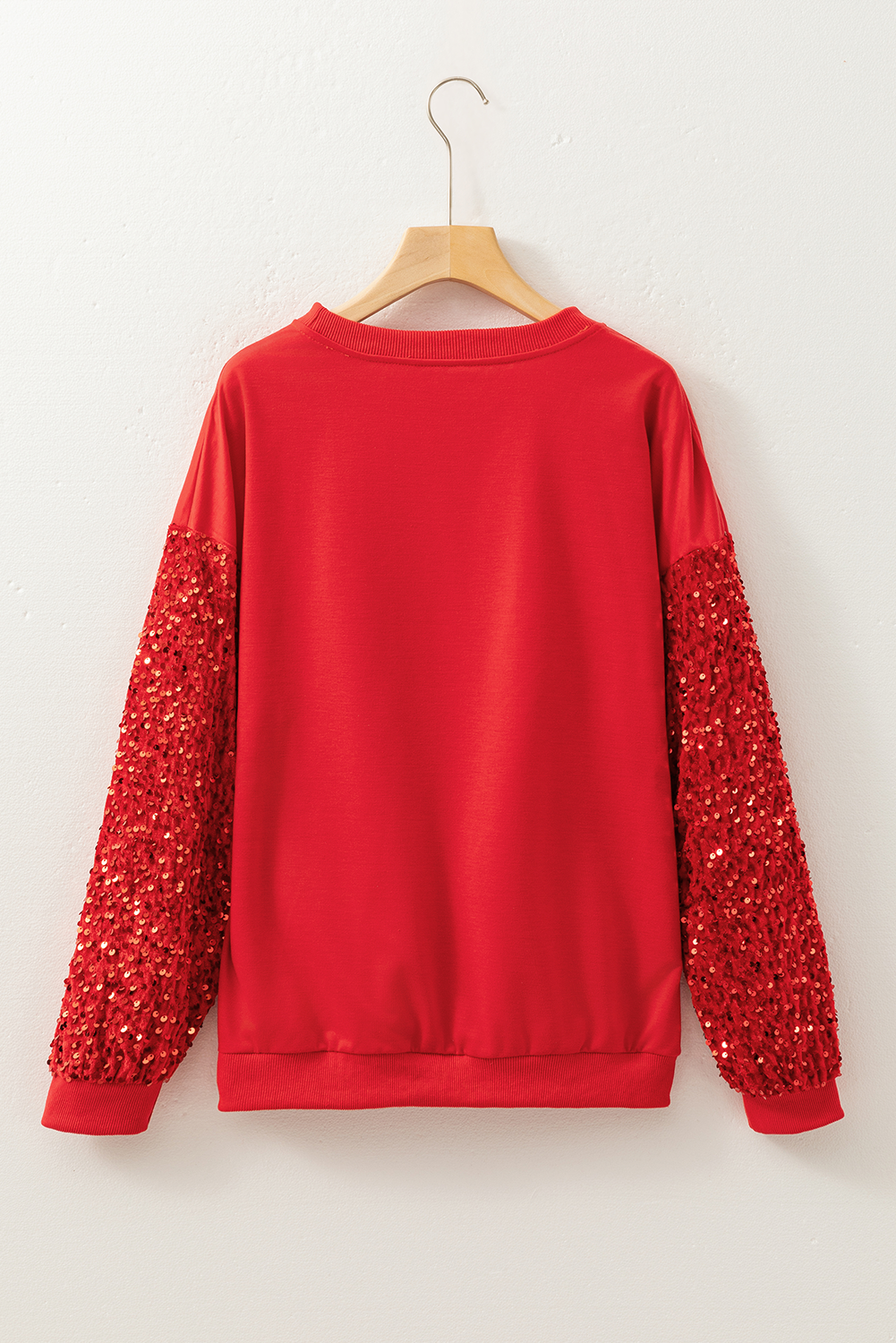 Fiery Red Sequined Santa Claus Long Sleeve Christmas Sweatshirt