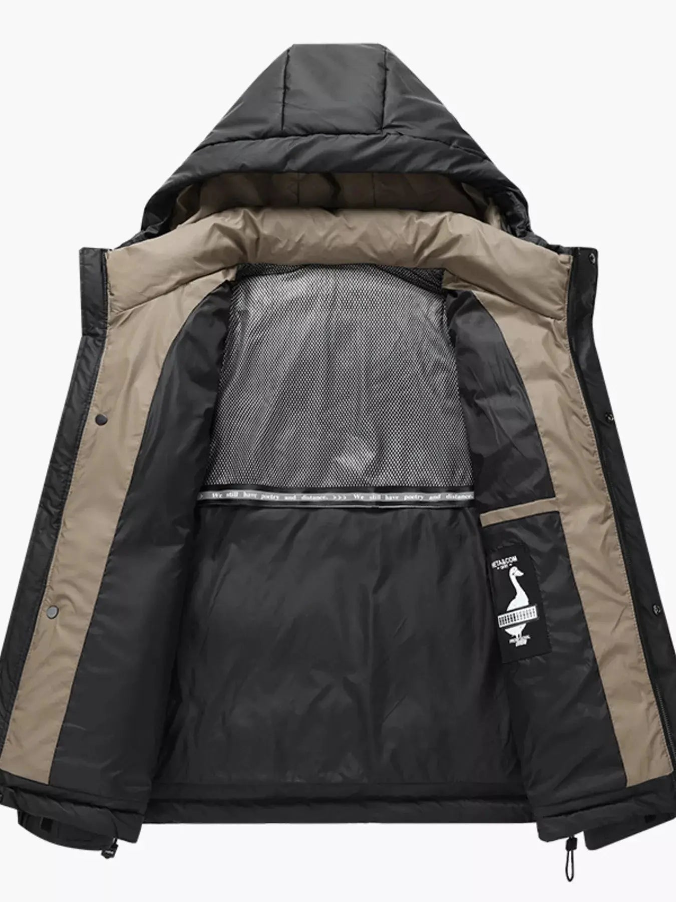 Men's Plus Size Hooded Puffer Jacket with Drawstring Hem Simply Love