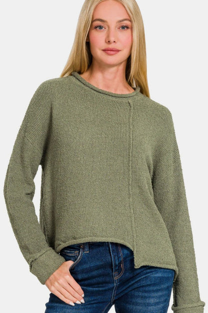 Asymmetrical stylish drop shoulder sweater