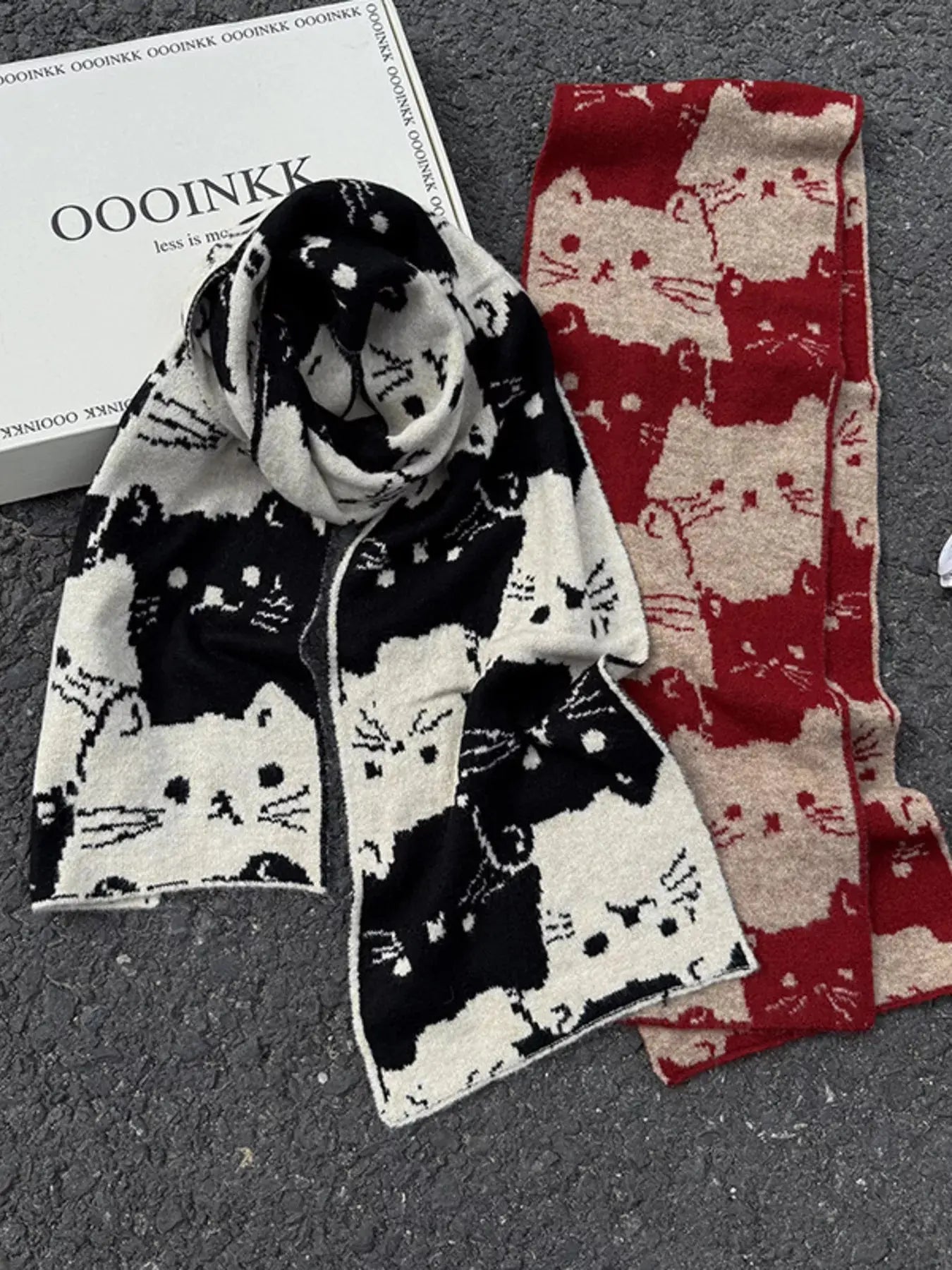 Cute Cat Pattern Knitted Scarf Simply Love
