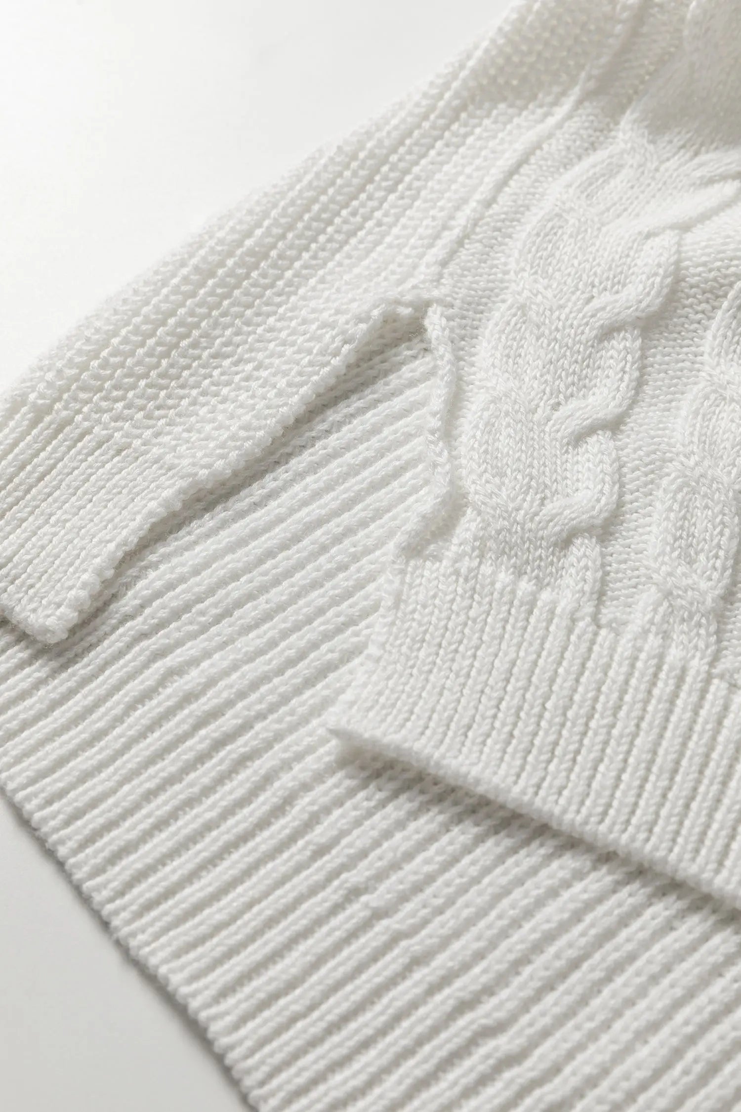 White Mix Texture Patchwork Knit Sweater With Contrast Stitch Mock Neck Dear-Lover Dropshipping