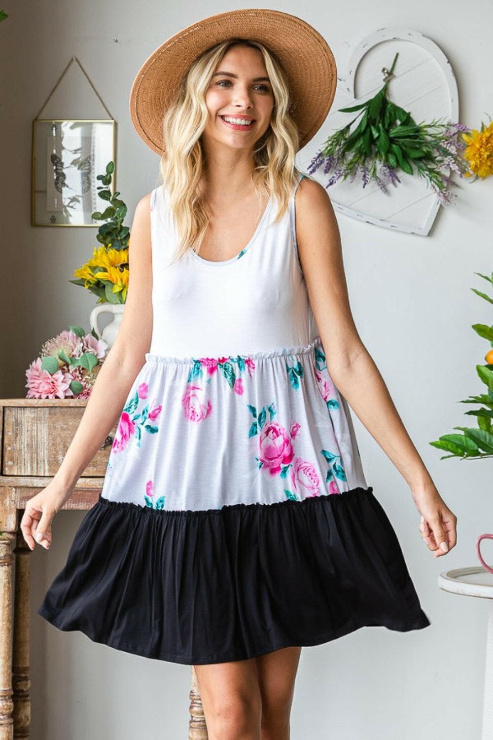 Heimish Full Size Scoop Neck Frill Tiered Dress.