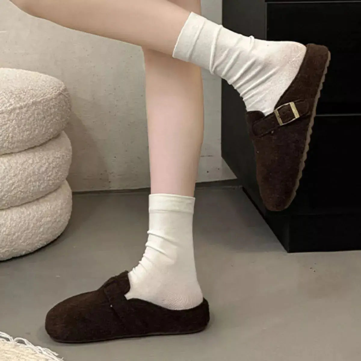Buckle Decor Round Toe Slippers Simply Love