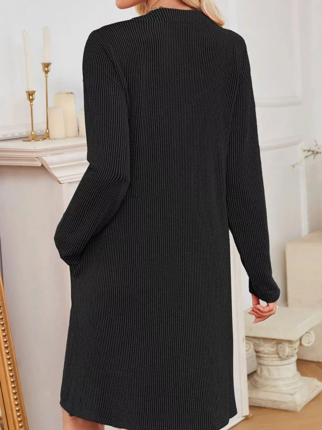 Casual Ribbed Knit Long Sleeve Dress Simply Love
