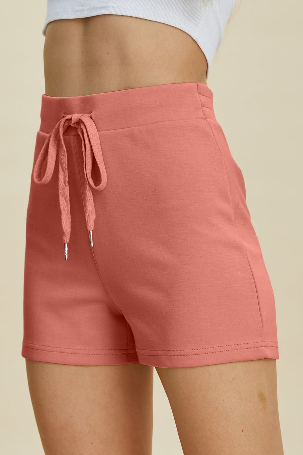 Basic Bae Full Size Air Scuba Drawstring High Waist Shorts.