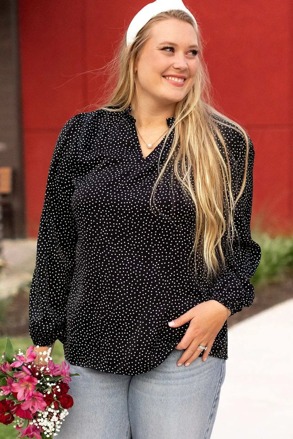Black leopard print blouse - plus size - Love Salve 