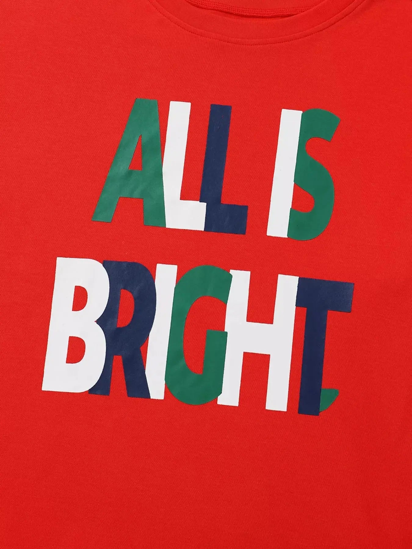 ALL IS BRIGHT Graphic Christmas Plaid Pajamas Set Simply Love