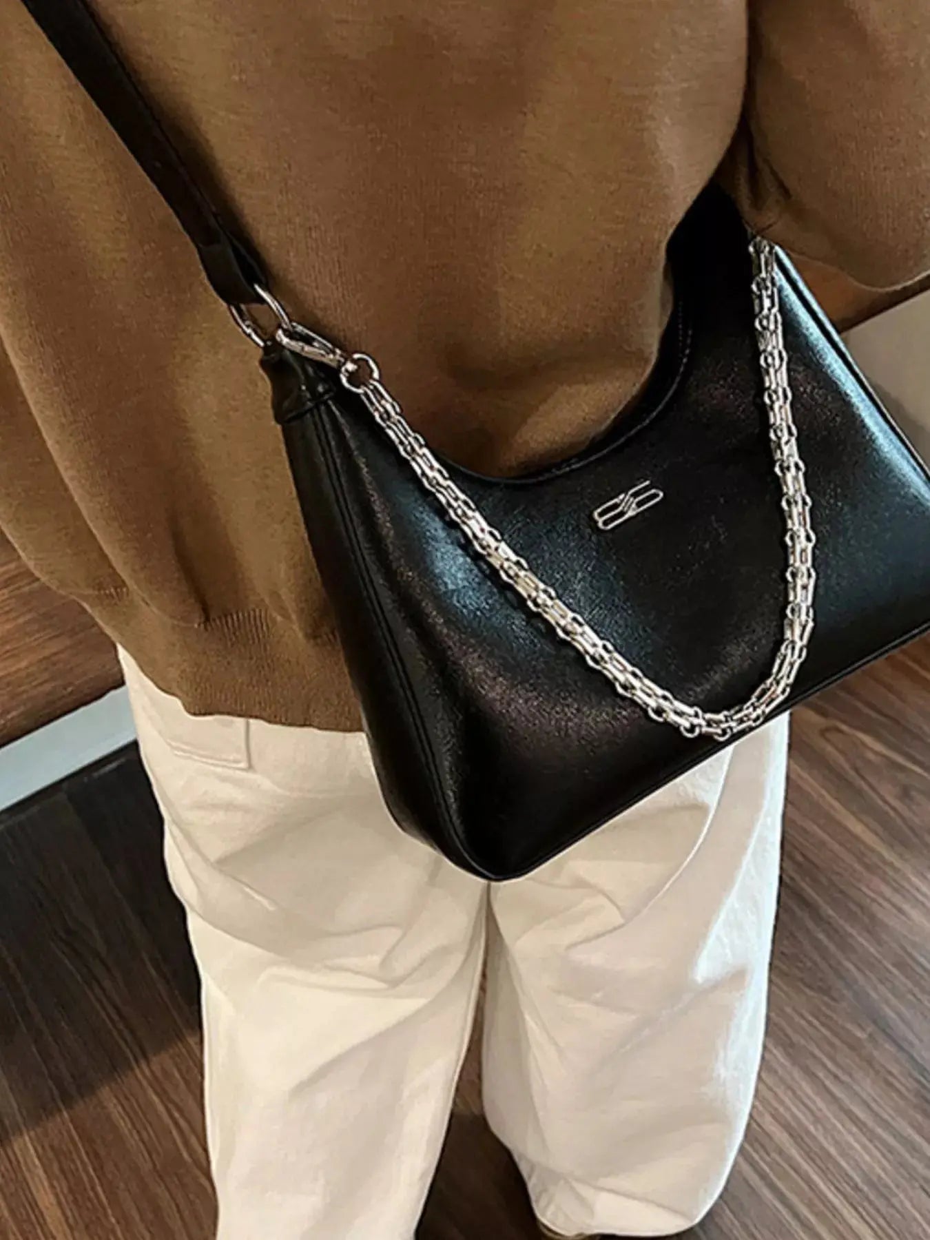 Chain-Accented Crossbody Bag Simply Love