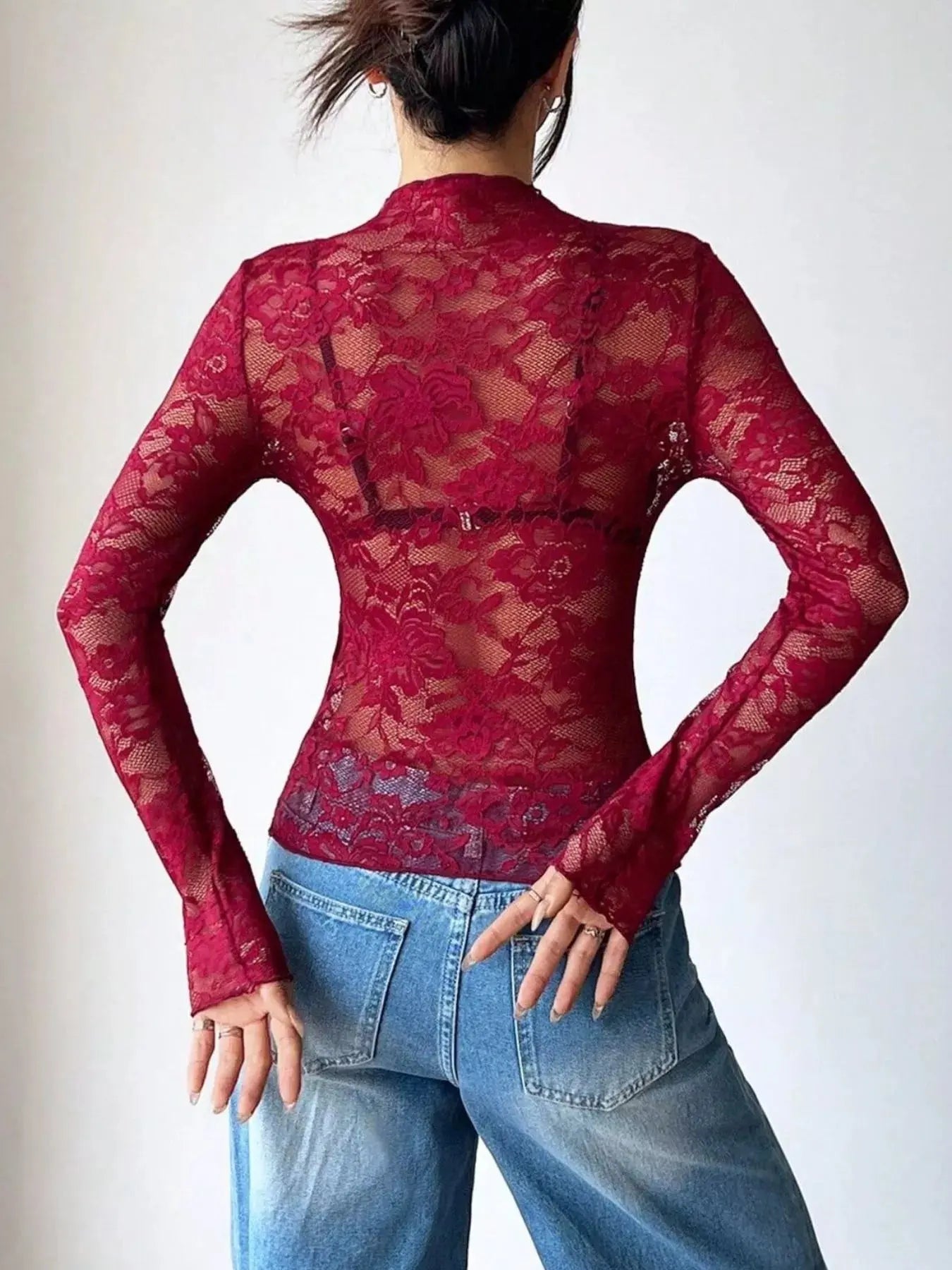 Elegant Floral Lace Long Sleeve Top Simply Love