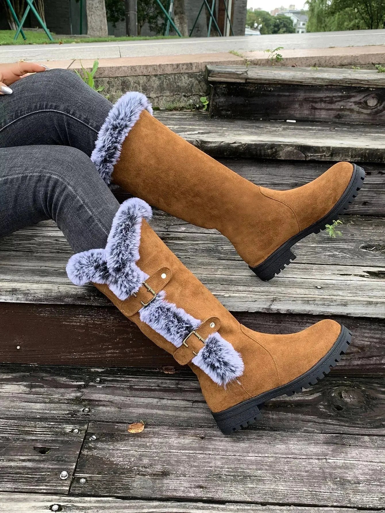 Round Toe Block Heels Boots Simply Love