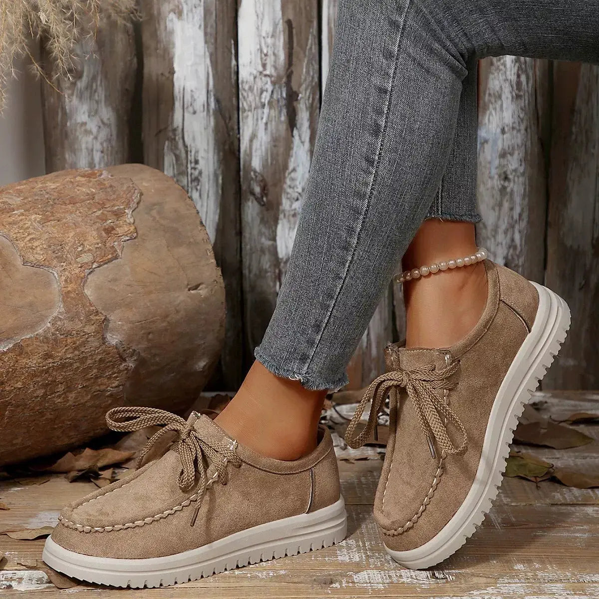 Lace-Up Round Toe Loafers Simply Love