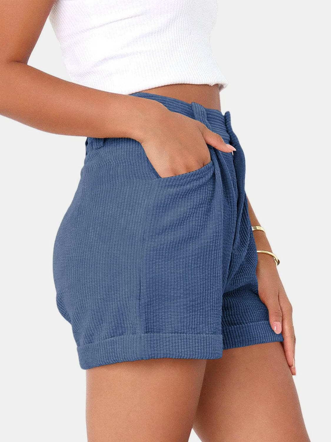 Full Size High Waist Shorts with Pockets.