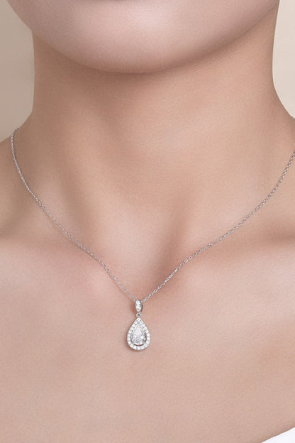 1.5 Carat Moissanite 925 Sterling Silver Teardrop Necklace.