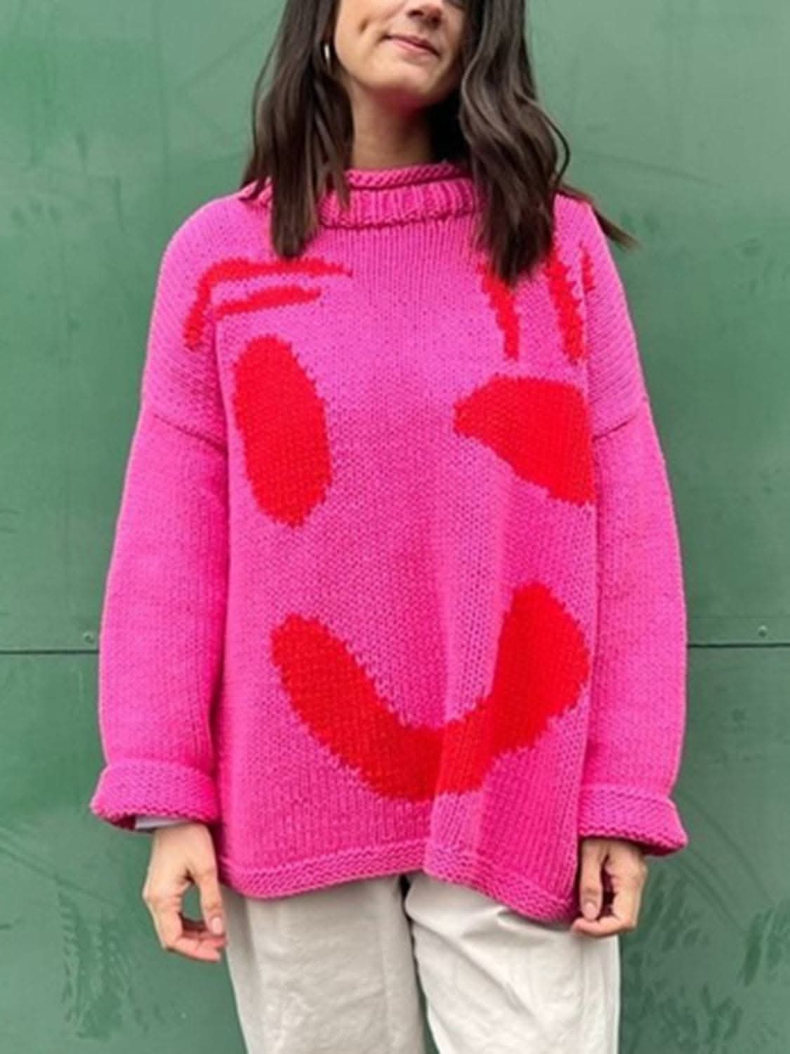 Cozy colorblock pullover, 100% polyester - Love Salve 