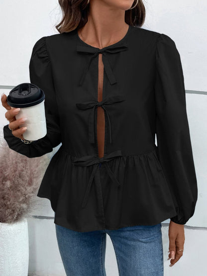 Chic long sleeve peplum top