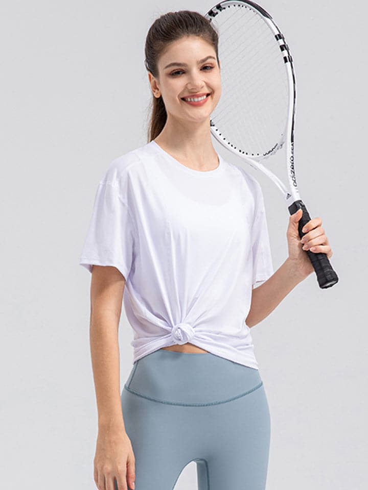 Round Neck Short Sleeve Active Top.