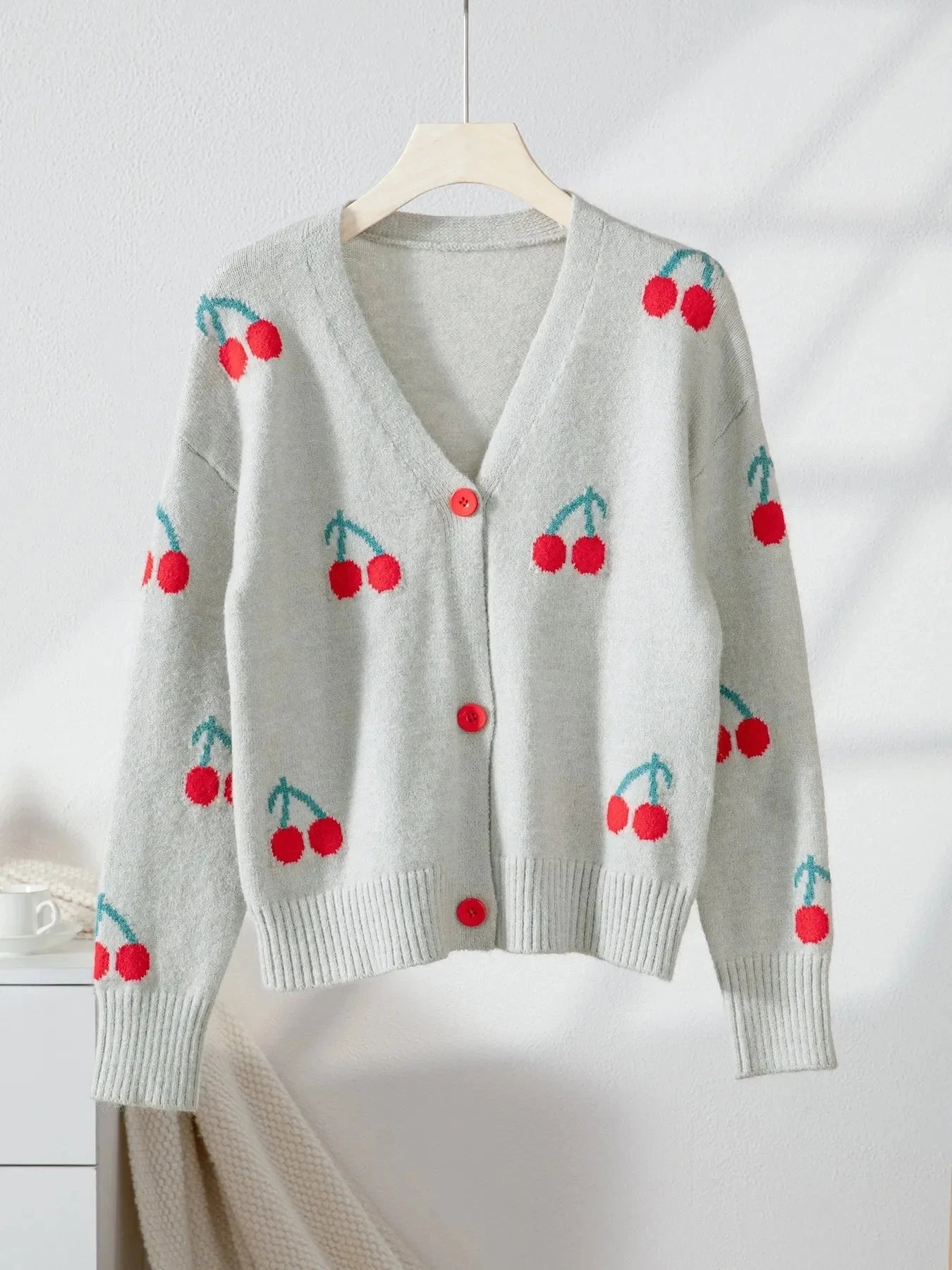 Cherry Button-Up Knit Cardigan Coco’s Tee Boutique
