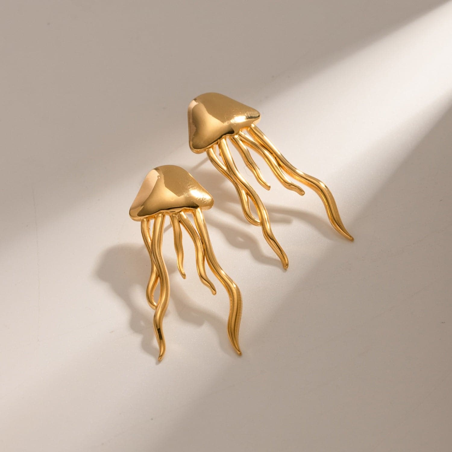 18K Gold-Plated Stainless Steel Jellyfish Earrings.