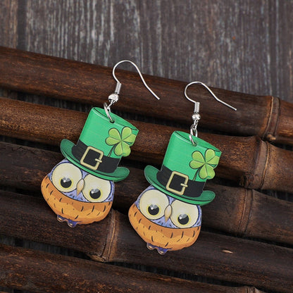 Owl Acrylic Dangle Earrings.