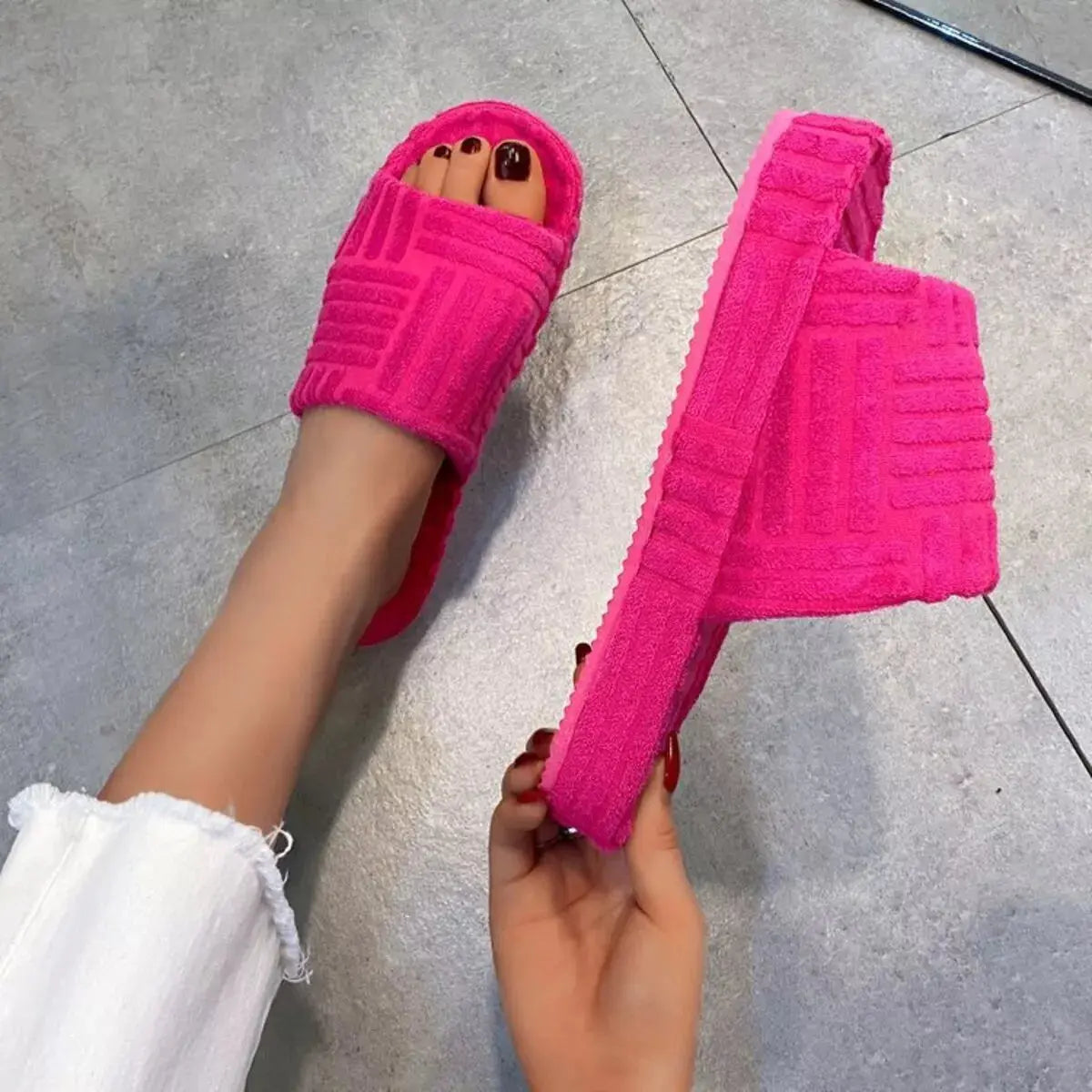 Open Toe Platform Slippers Simply Love
