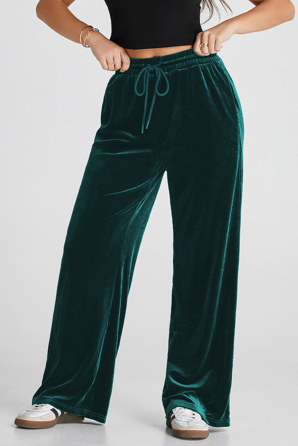 Drawstring Wide Leg Active Pants.