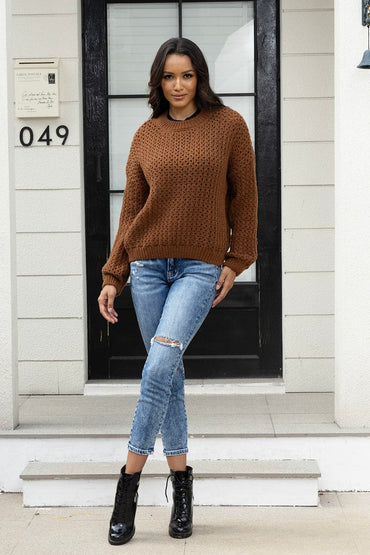 Round Neck Long Sleeve Sweater.