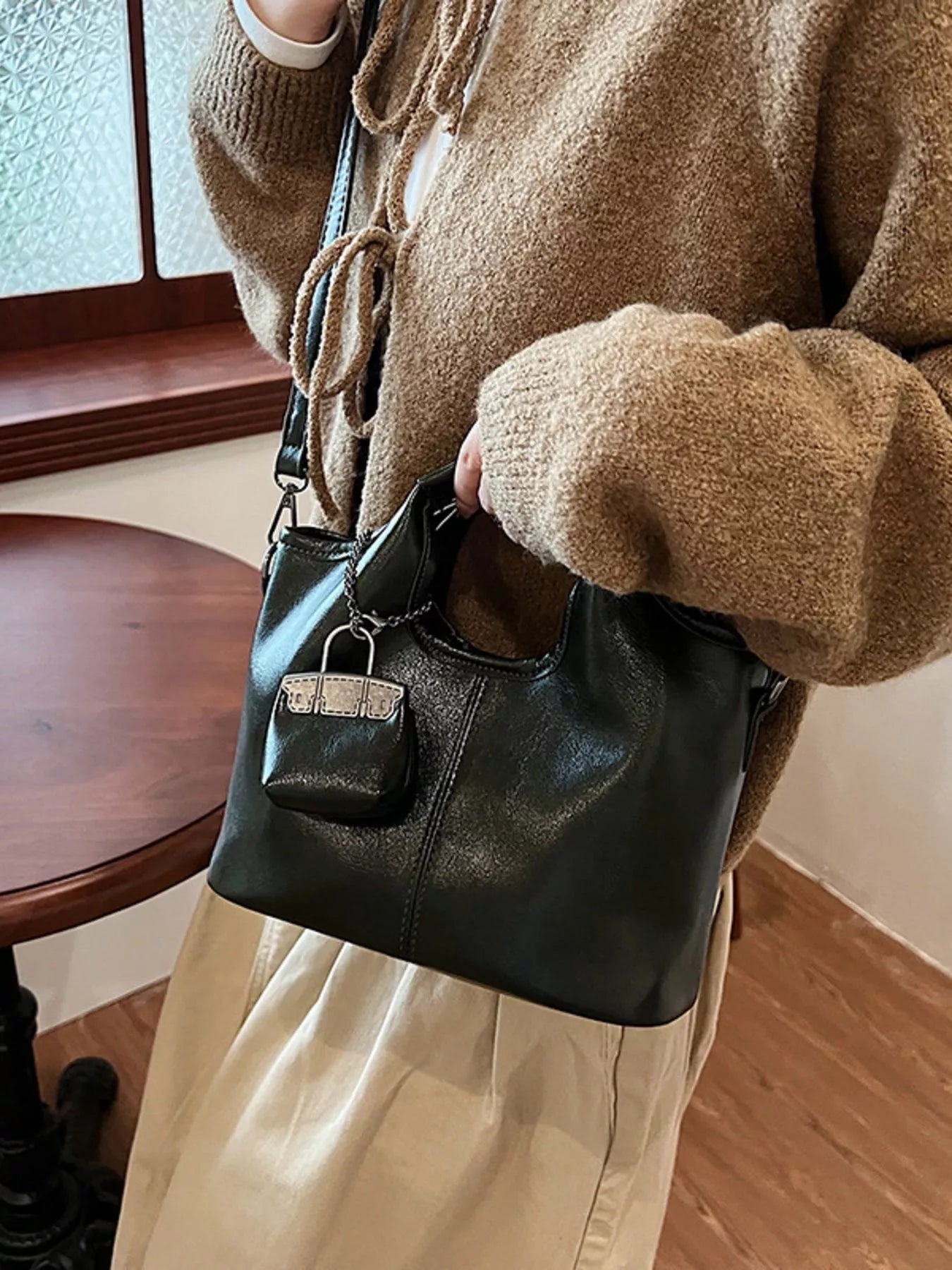 Leather Crossbody Bag with Charm Simply Love