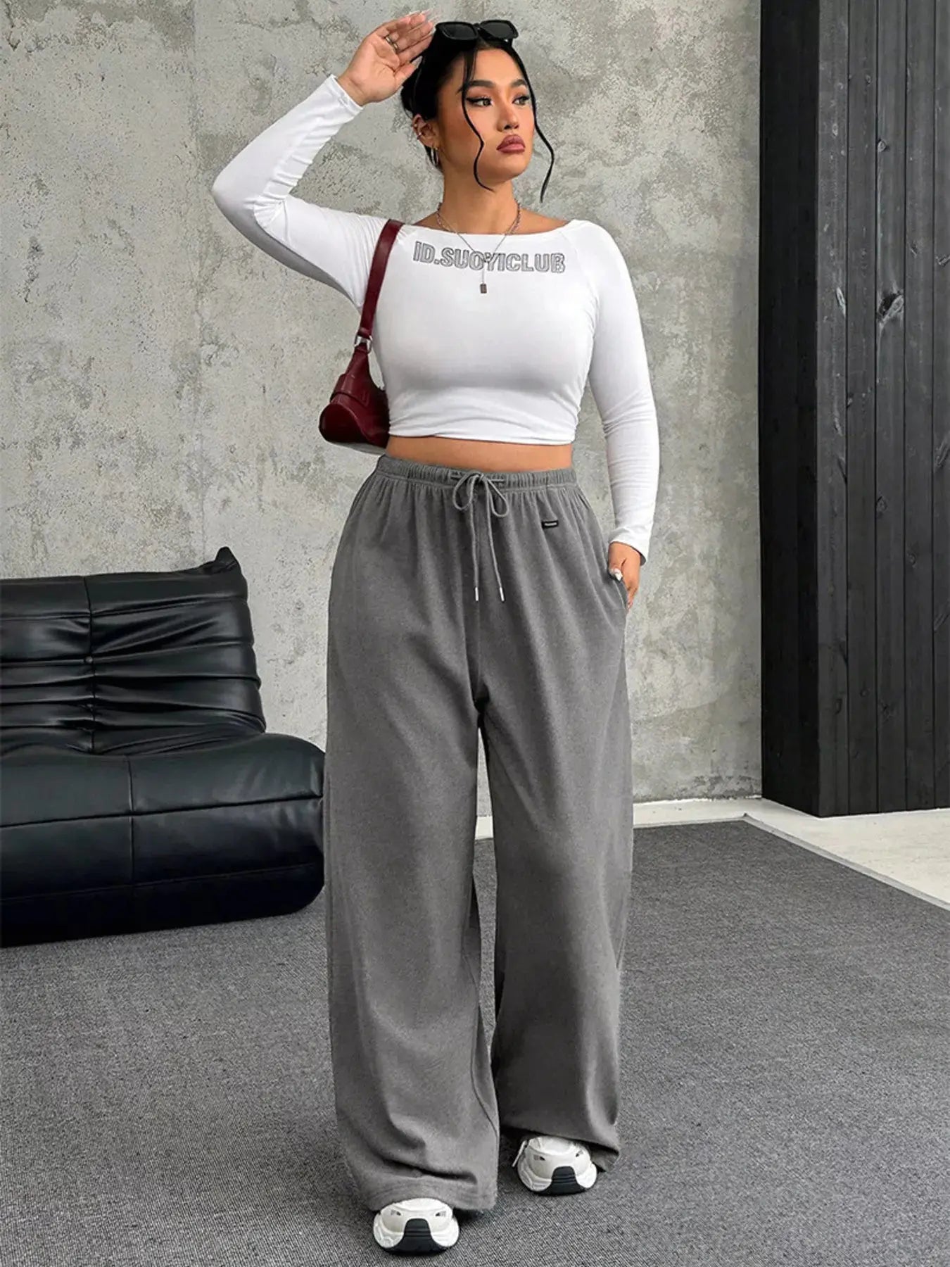 Full Size Drawstring Wide Leg Pants Plus Size Simply Love